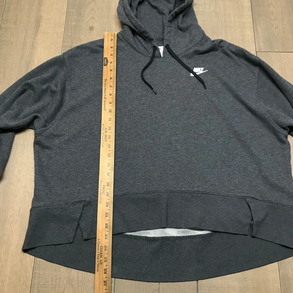 Nike Hoodie Womens Plus Size 1X Gray Pullover Hooded Cotton Blend Gym Run Casual